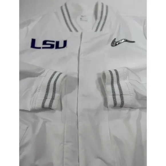 NIKE ON-FIELD x LSU TIGERS Sz LSideline Players Jacket Snap Front White Mens - Picture 4 of 16